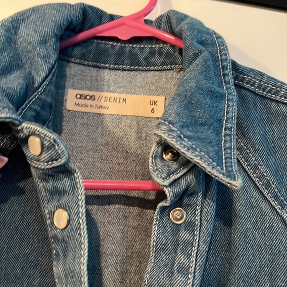 ASOS blue denim structured button up collared dress - Picture 3 of 6